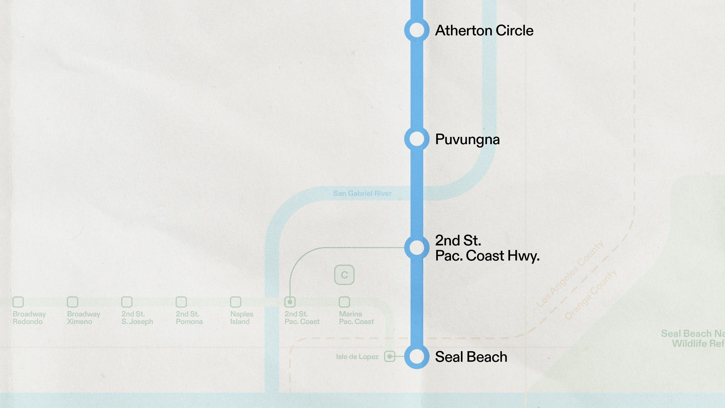 A section of the Los Angeles Metropolitan rail map, 2 of 16.