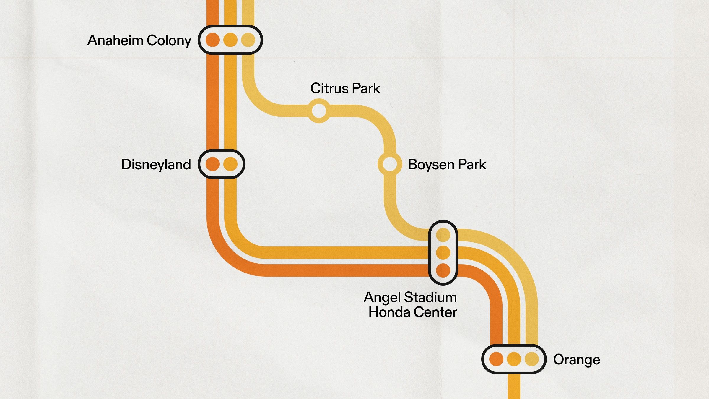 A section of the Los Angeles Metropolitan rail map, 3 of 16.