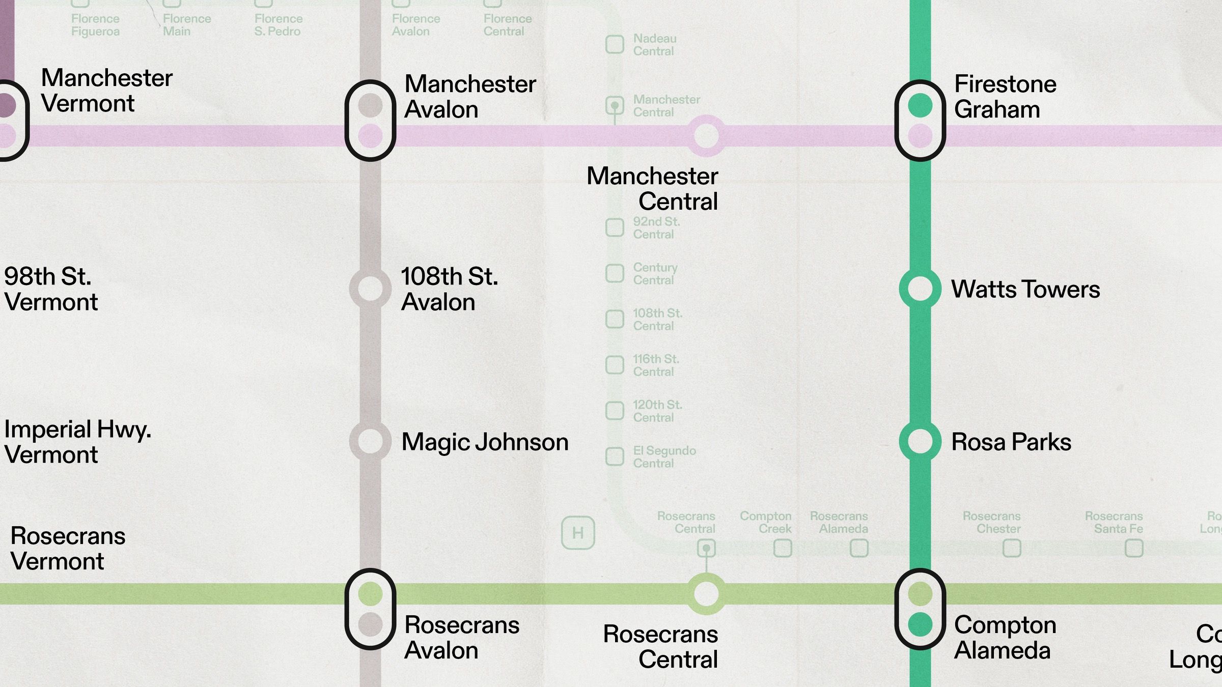 A section of the Los Angeles Metropolitan rail map, 4 of 16.