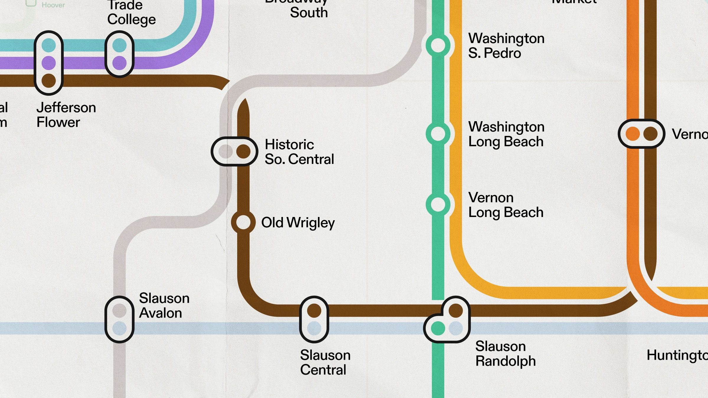 A section of the Los Angeles Metropolitan rail map, 5 of 16.