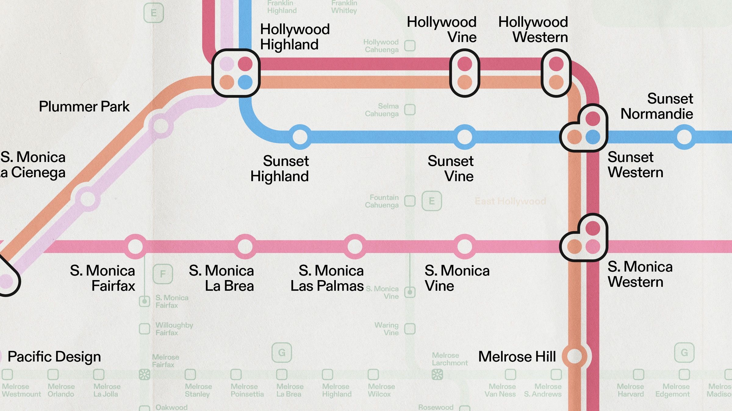 A section of the Los Angeles Metropolitan rail map, 9 of 16.