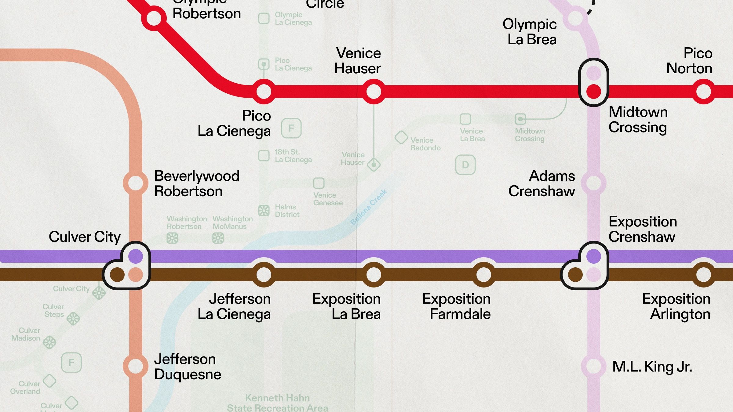 A section of the Los Angeles Metropolitan rail map, 10 of 16.
