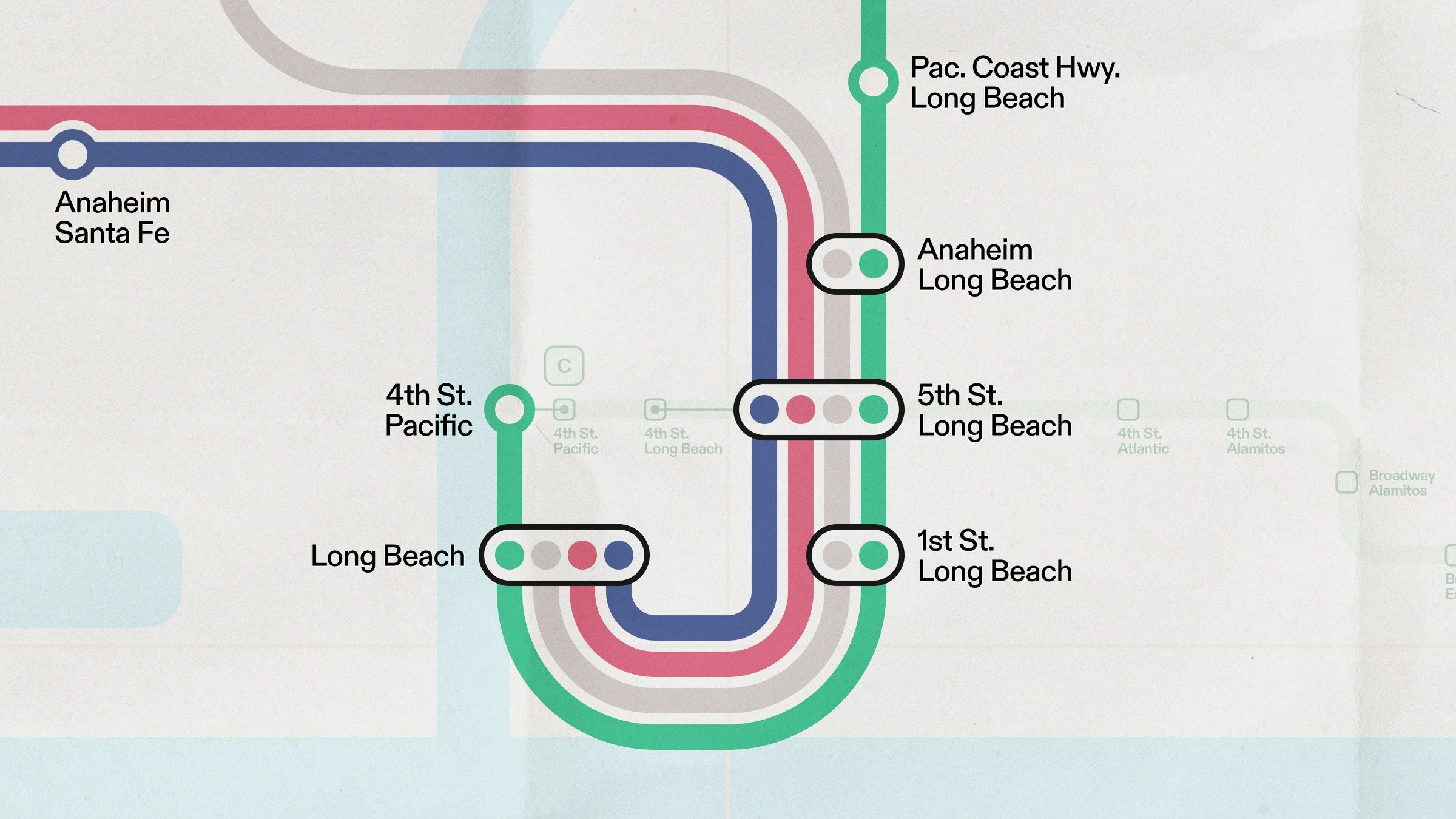 A section of the Los Angeles Metropolitan rail map, 14 of 16.