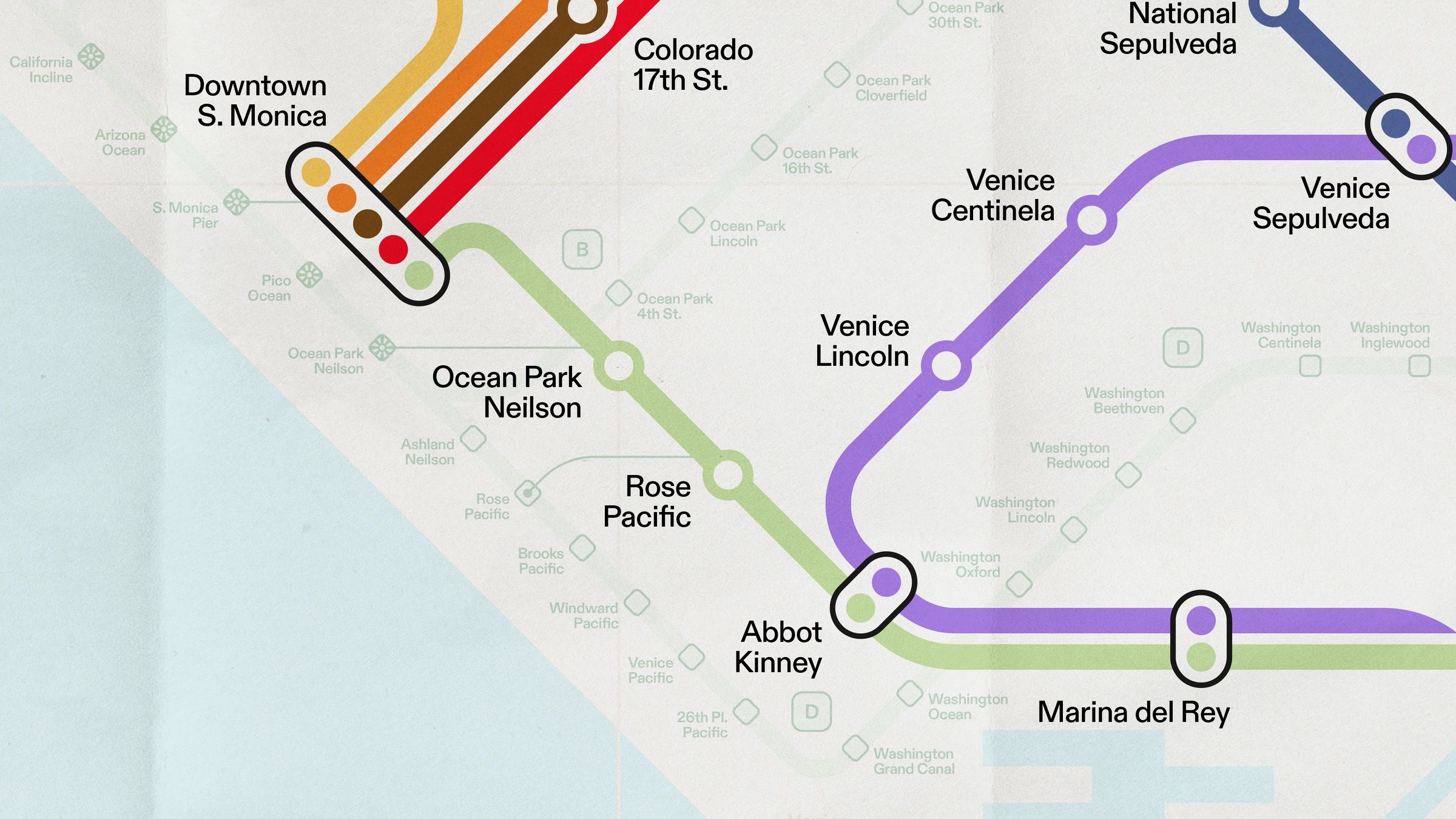 A section of the Los Angeles Metropolitan rail map, 15 of 16.