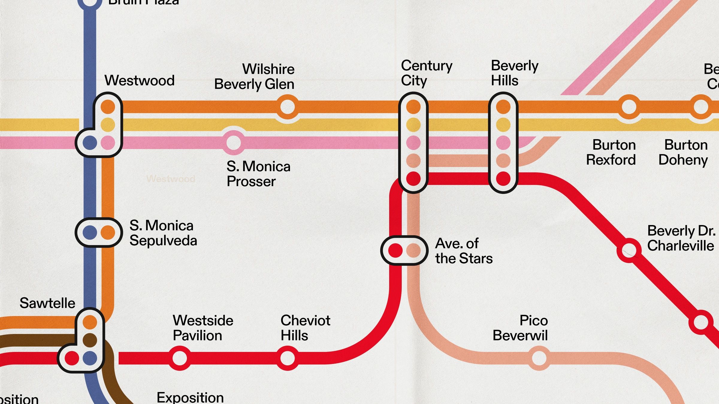 A section of the Los Angeles Metropolitan rail map, 16 of 16.