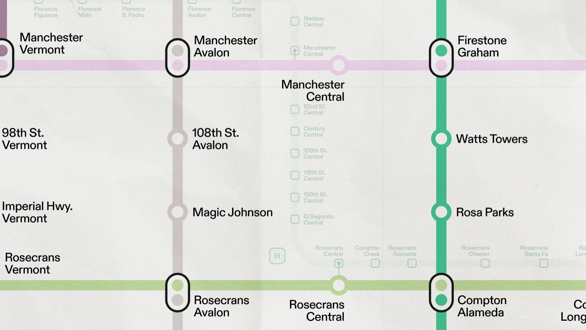 A section of the Los Angeles Metropolitan rail map, 4 of 16.