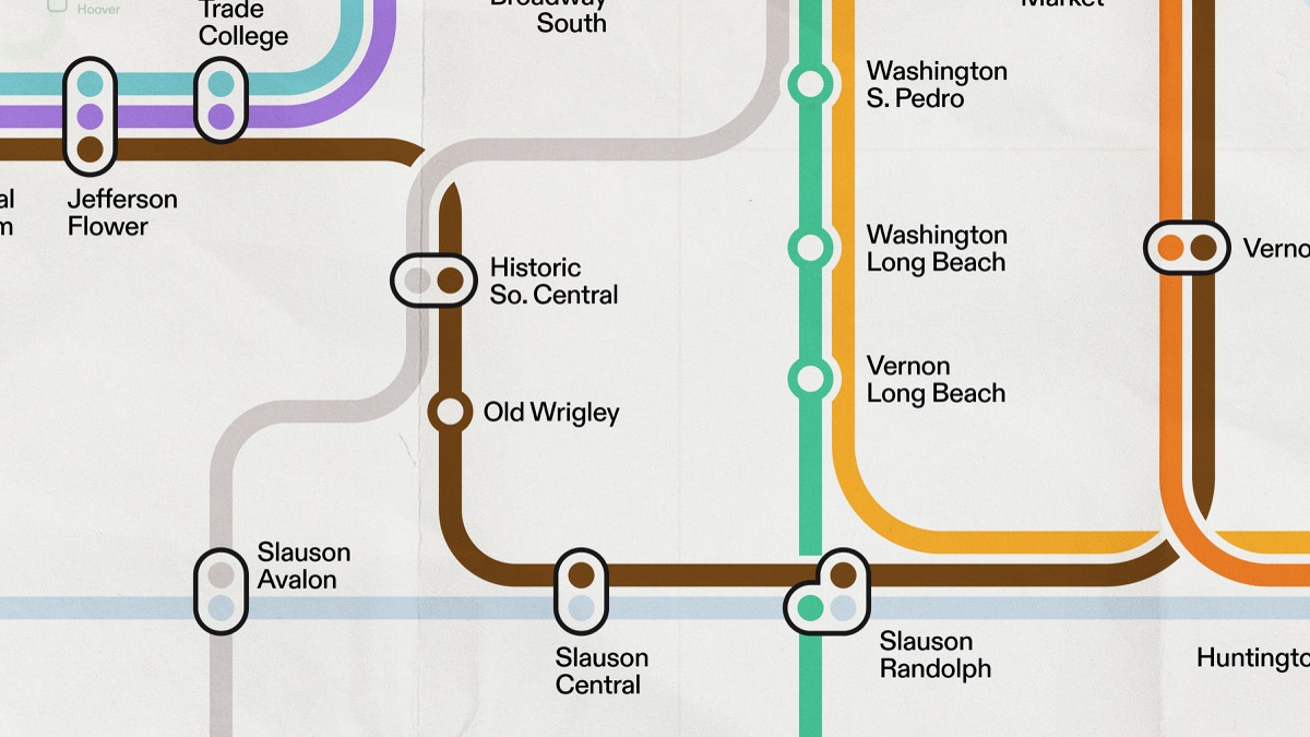 A section of the Los Angeles Metropolitan rail map, 5 of 16.