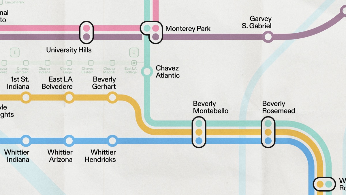 A section of the Los Angeles Metropolitan rail map, 6 of 16.