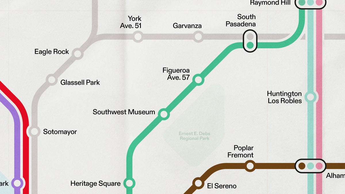 A section of the Los Angeles Metropolitan rail map, 7 of 16.