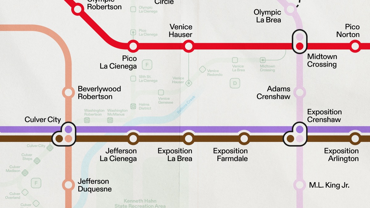 A section of the Los Angeles Metropolitan rail map, 10 of 16.