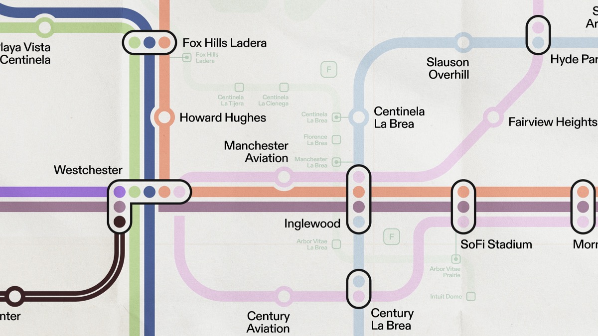A section of the Los Angeles Metropolitan rail map, 11 of 16.