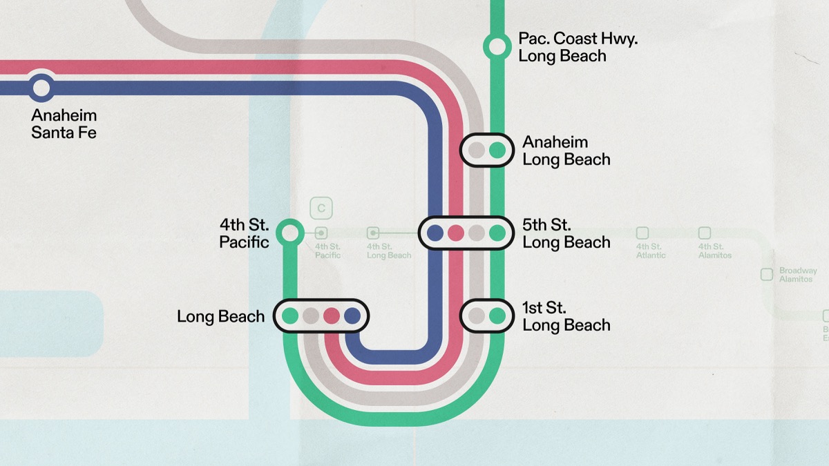 A section of the Los Angeles Metropolitan rail map, 14 of 16.