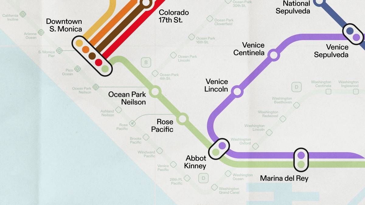 A section of the Los Angeles Metropolitan rail map, 15 of 16.
